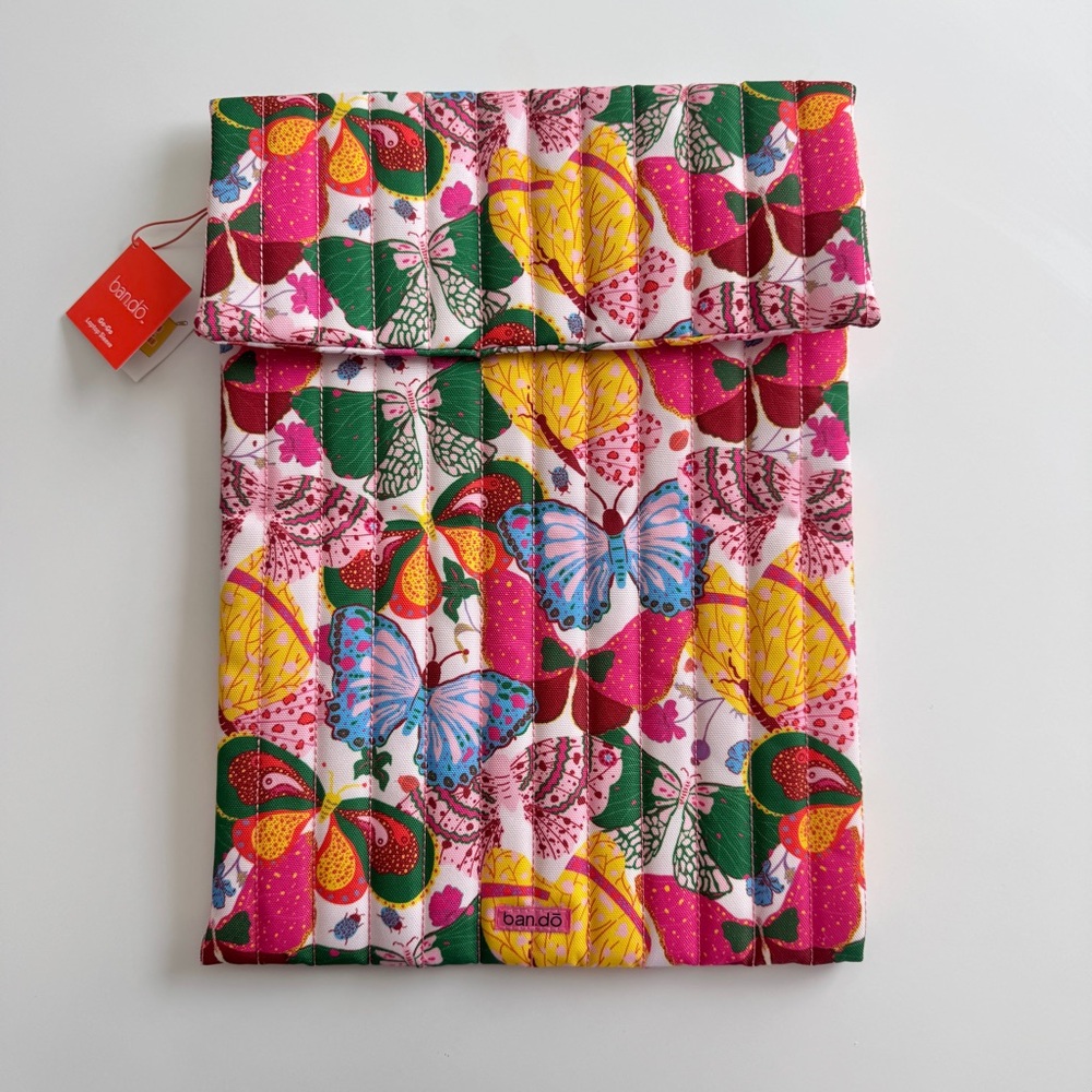 ban.do Multicolor Butterfly 16 Inch Laptop Sleeve Case Bright Pink Cute Fun